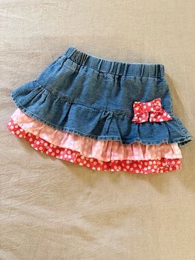 Vintage Children’s Place Girls Denim Skirt Skort w/ Ruffles 12-18m